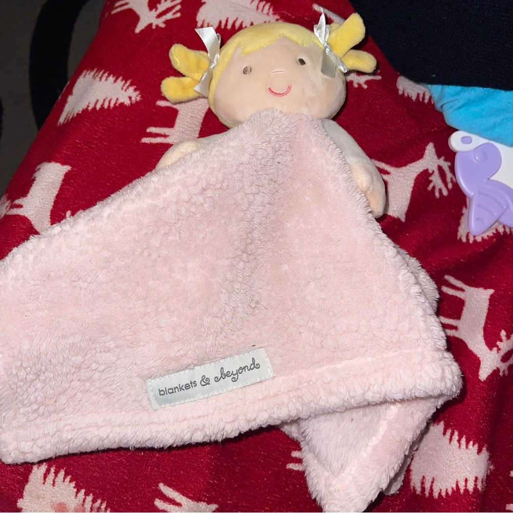 Blankets & Beyond Pink Doll Baby Lovey Security Blanket